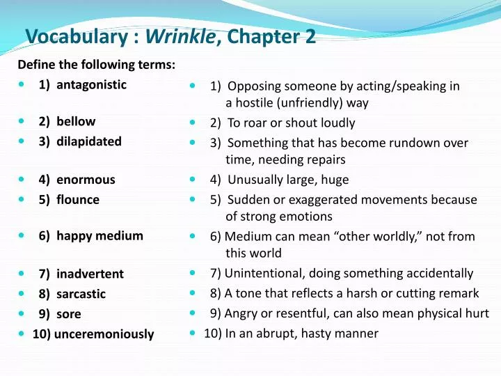 vocabulary wrinkle chapter 2