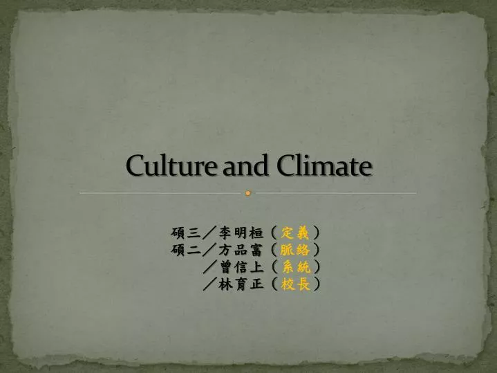 culture and climate