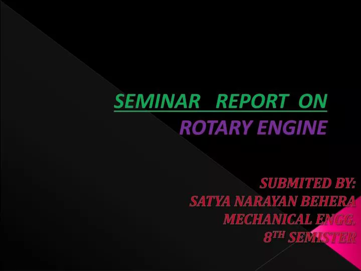 seminar report on rotary engine