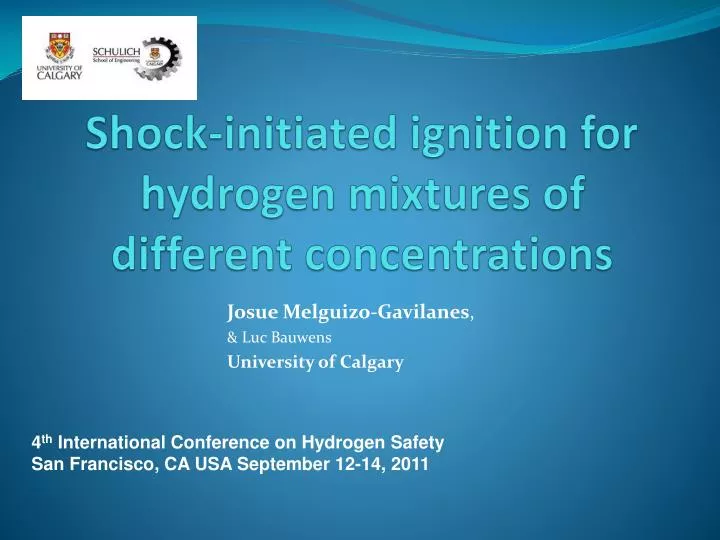 shock initiated ignition for hydrogen mixtures of different concentrations
