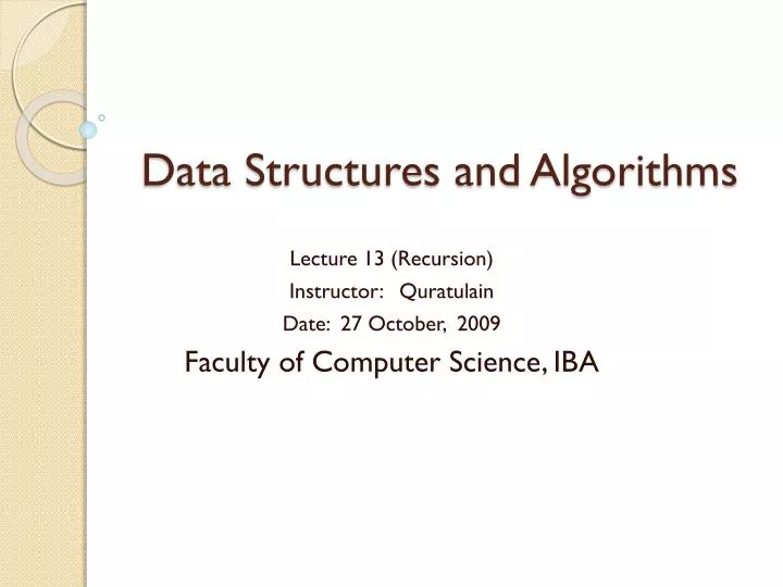 data structures and algorithms