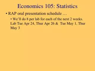 Economics 105: Statistics