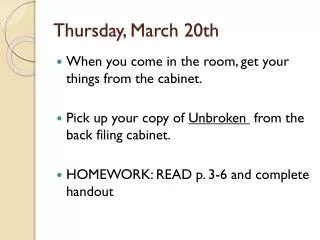 Thursday, March 20th