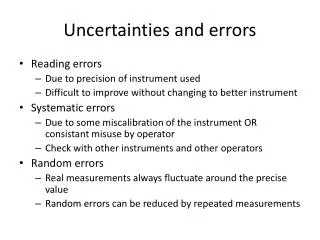 Uncertainties and errors
