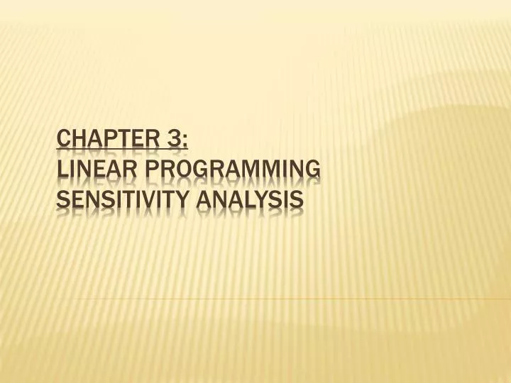 chapter 3 linear programming sensitivity analysis