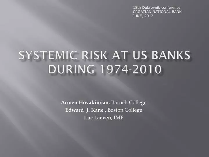 systemic risk at us banks during 1974 2010