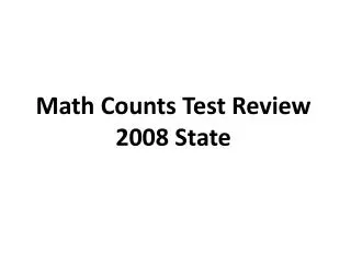 Math Counts Test Review 2008 State