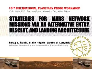 Strategies for mars network missions via an alternative entry, descent, and landing architecture