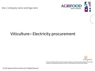 Viticulture– Electricity procurement