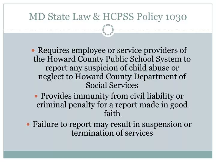 md state law hcpss policy 1030