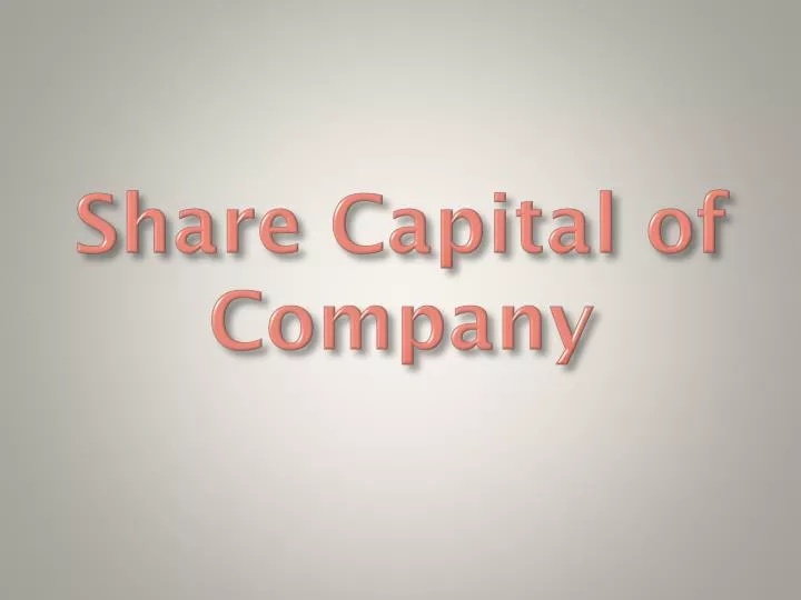 share capital of company