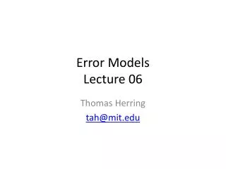 Error Models Lecture 06
