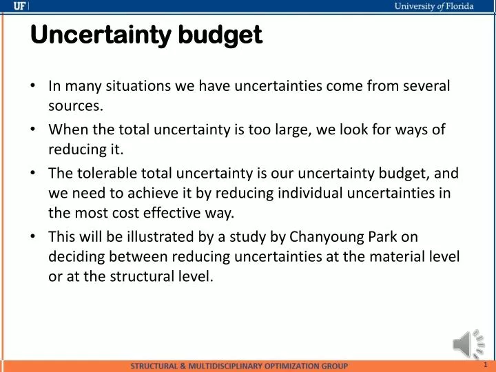 uncertainty budget