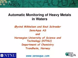 Automatic Monitoring of Heavy Metals i n Waters