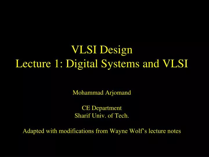 vlsi design lecture 1 digital systems and vlsi