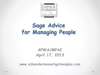 Sage Advice for Managing People