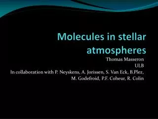 Molecules in stellar atmospheres