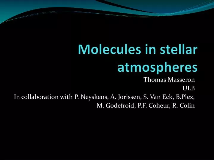 molecules in stellar atmospheres
