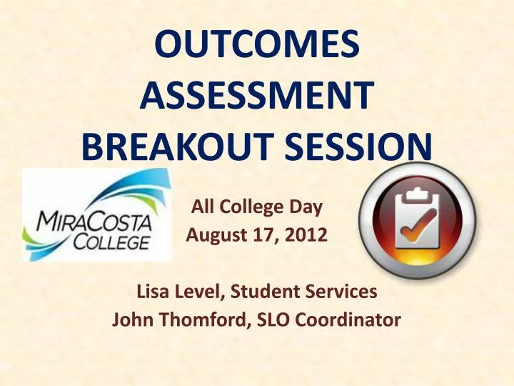 outcomes assessment breakout session