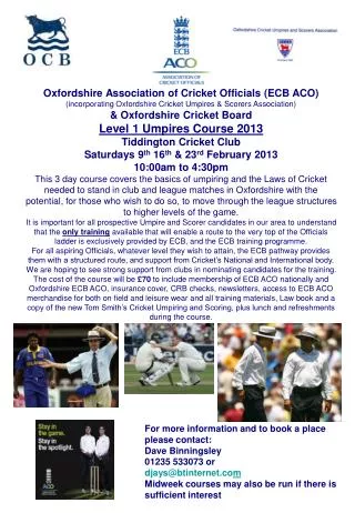 Oxfordshire Association of Cricket Officials (ECB ACO)