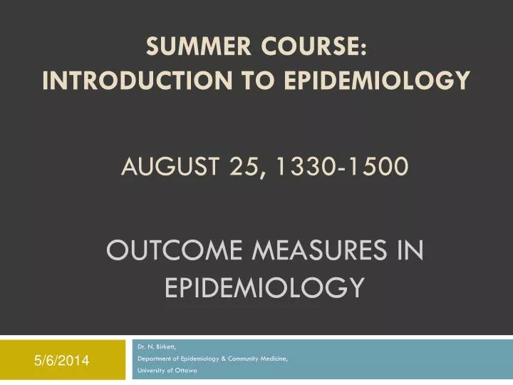 outcome measures in epidemiology