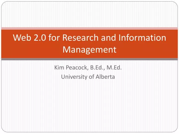 web 2 0 for research and information management