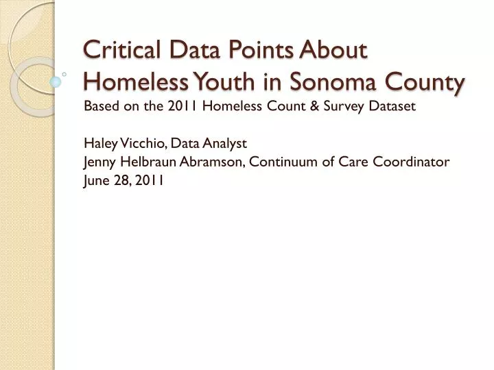 critical data points about homeless youth in sonoma county