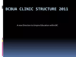 BCBUA Clinic Structure 2011
