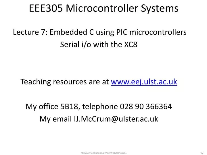 eee305 microcontroller systems