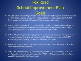 Fox Road School Improvement Plan Goals