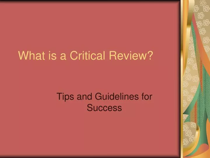 what is a critical review