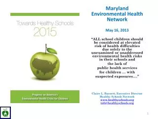 Maryland Environmental Health Network May 16, 2013