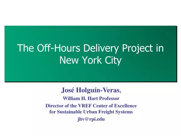 the off hours delivery project in new york city