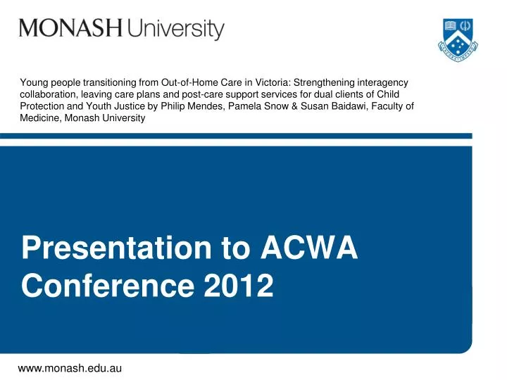 presentation to acwa conference 2012