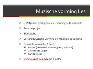 muzische vorming les 1