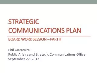 Strategic Communications Plan