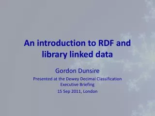 An introduction to RDF and library linked data