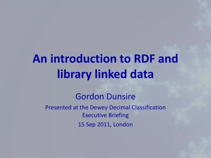 an introduction to rdf and library linked data
