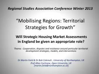Will Strategic Housing Market Assessments in England be given an appropriate role ?