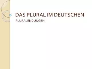 das plural im deutschen