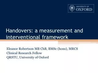 Handovers: a measurement and interventional framework