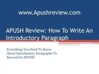 APUSH Review: How To Write An Introductory Paragraph