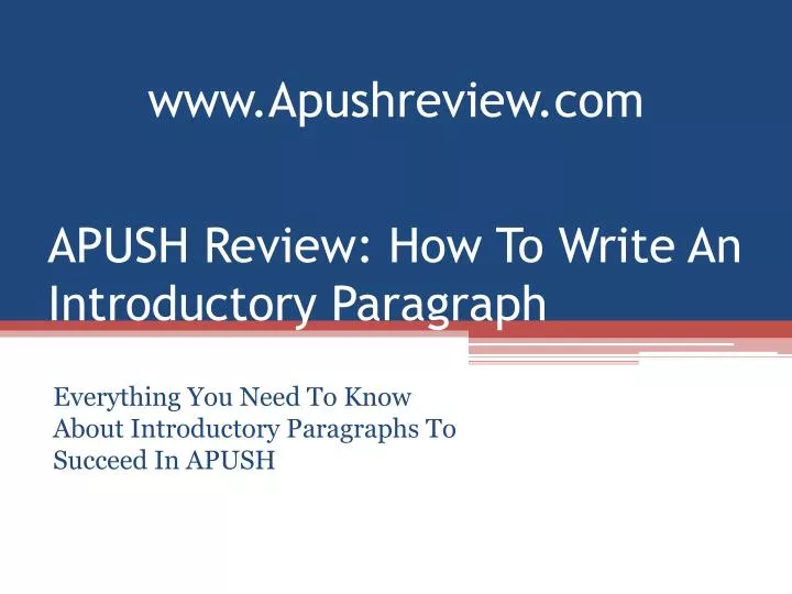 apush review how to write an introductory paragraph
