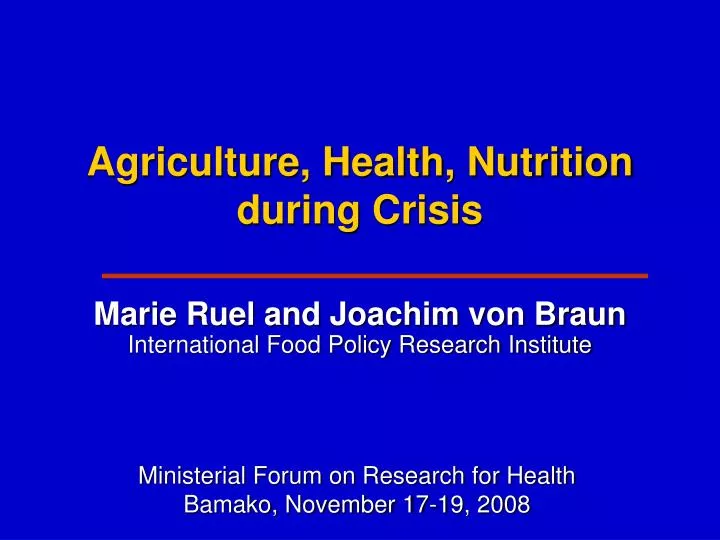agriculture health nutrition during crisis