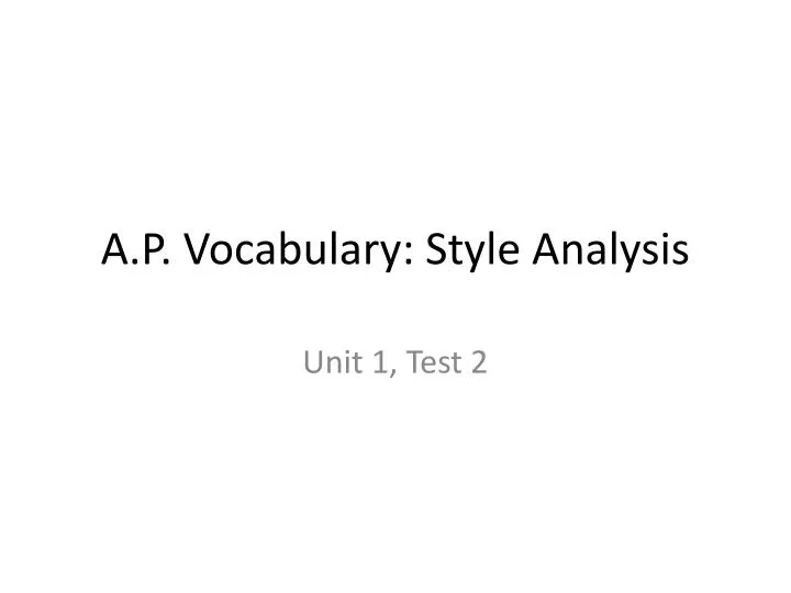 a p vocabulary style analysis