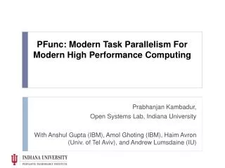PFunc: Modern Task Parallelism For Modern High Performance Computing