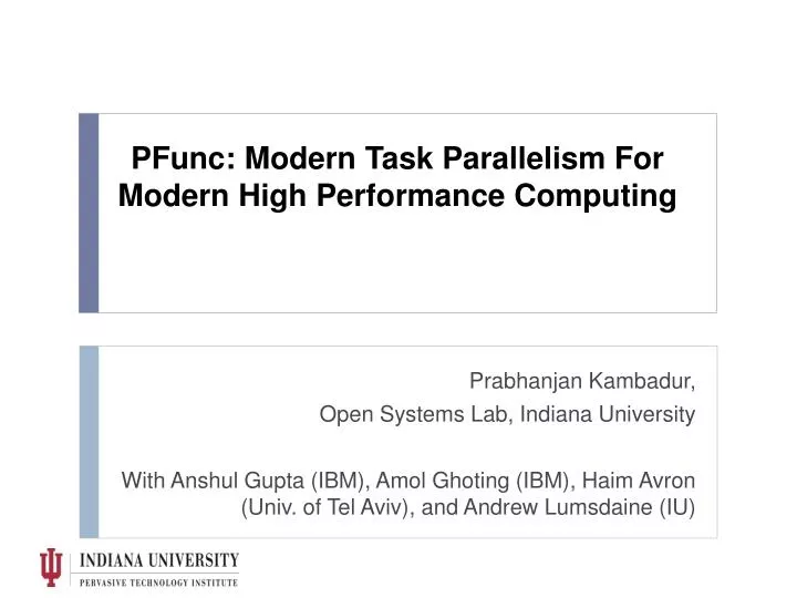 pfunc modern task parallelism for modern high performance computing