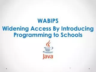 WABIPS Widening Access By Introducing Programming to Schools