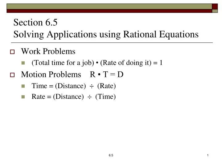 section 6 5 solving applications using rational equations