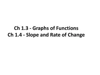 Ch 1.3 - Graphs of Functions Ch 1.4 - Slope and Rate of Change